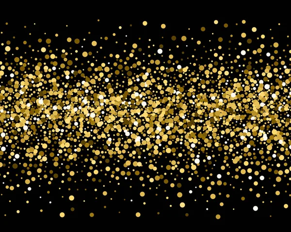 L'or scintille sur fond noir. Paillettes d'or  . — Image vectorielle