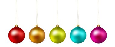 Renkli Noel top beyaz arka plan üzerinde ayarlayın. Vektör .