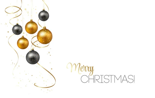 Fond de Noël avec boules d'or et serpentine — Image vectorielle