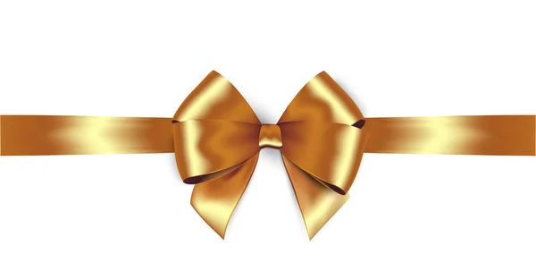 Fita de cetim dourada brilhante. Vector isolado arco de ouro — Vetor de Stock