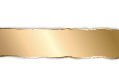 Altın ve beyaz yırtık kağıt. Şablon arka plan