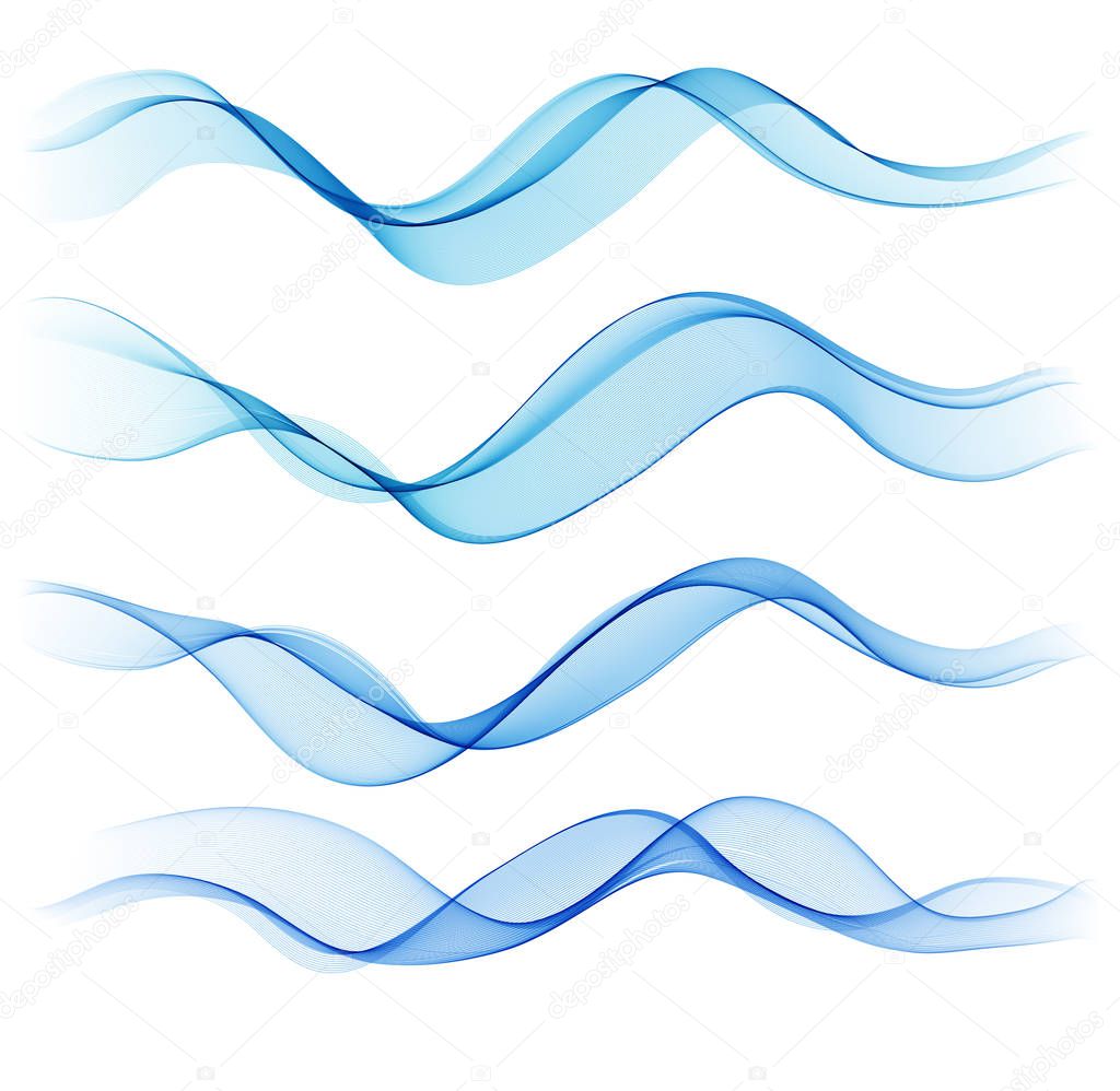 Set of blue abstract wave design element