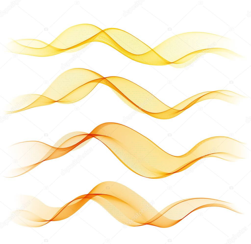 Set of orange abstract wave design element