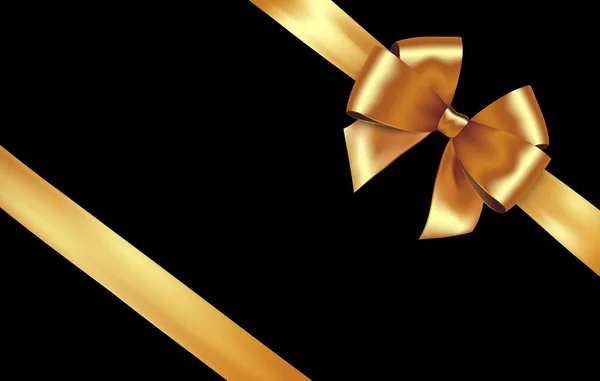 Shiny golden satin ribbon. Vector gold bow for design discount card — ストックベクタ