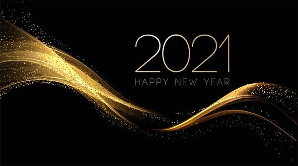 2021 Neujahr Abstrakte glänzende Farbe Gold Welle Design-Element — Stockvektor