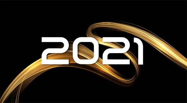 2021 Año Nuevo Abstracto color brillante elemento de diseño de onda dorada — Archivo Imágenes Vectoriales