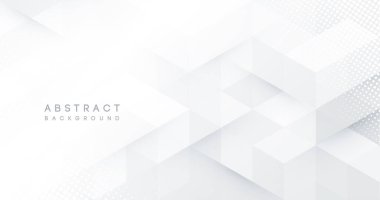 Tasarım broşürü, web sitesi ve broşür için soyut beyaz monokrom vektör arkaplanı. Sertifika, sunum, iniş sayfası için Geometrik beyaz duvar kağıdı