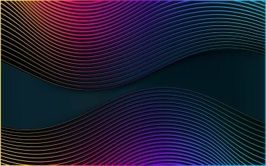 Tasarım broşürü, web sitesi, broşür için soyut koyu renk vektör arkaplan, akış gölge dalgası.