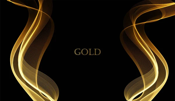 Élément abstrait de conception d'onde d'or de couleur brillante — Image vectorielle