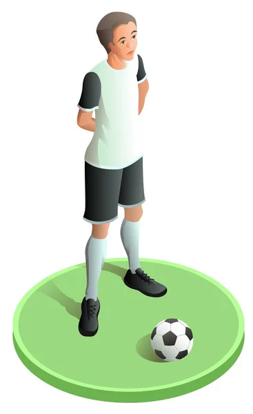 Jugador de fútbol en uniforme abstracto y pelota — Vector de stock