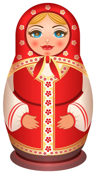 Traditionele Nationale Geschilderd Houten Van Russische Pop Geïsoleerd Witte Vectorillustratie — Stockvector