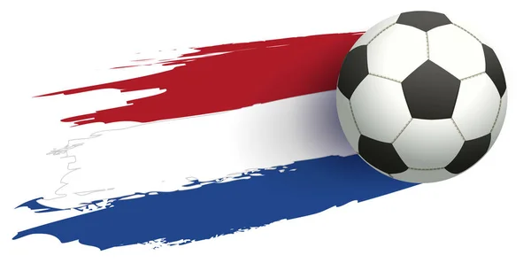 Vlag Van Nederland Voetbal Bal Geïsoleerd Witte Vectorillustratie — Stockvector