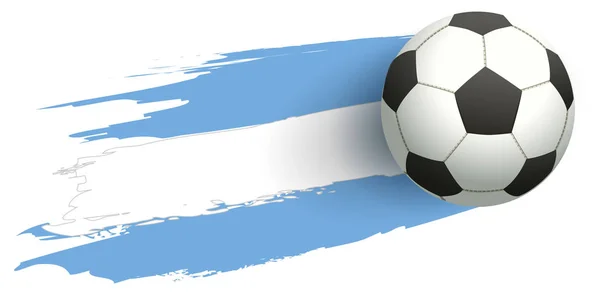 Bola Futebol Voar Bandeira Fundo Argentina Isolado Ilustração Vetor Branco — Vetor de Stock