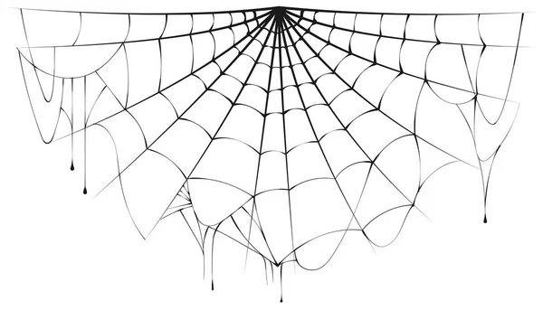 Roztržené Půlkruhová Pavučina Nad Bílým Pozadím Vektorové Ilustrace Halloween — Stockový vektor
