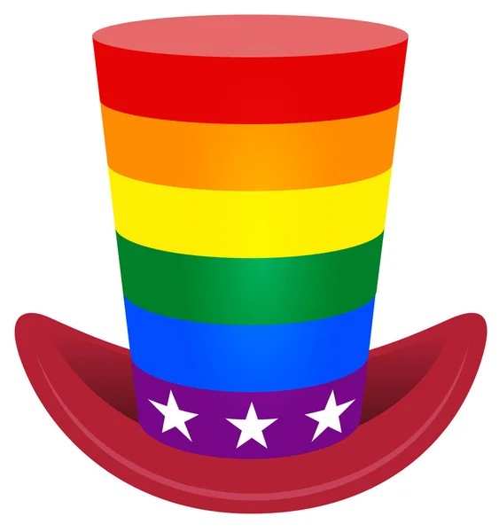 Bandera Arco Iris Rayada Tío Sam Sombrero Símbolo Lgbt Usa — Archivo Imágenes Vectoriales