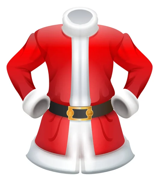 红色毛皮大衣传统的圣诞老人衣服 孤立的白色矢量卡通插图 — 图库矢量图片