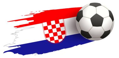 Soccer ball fly on background of Croatian flag clipart