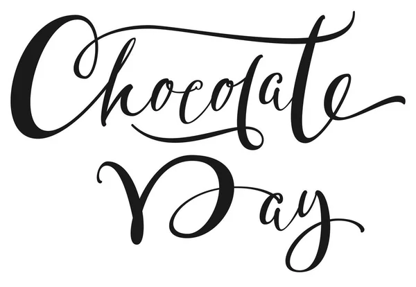 Chocolate Dia Mão Escrita Texto Caligrafia Ornamentada Ilustração Vetorial — Vetor de Stock