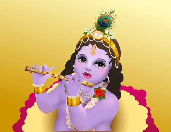 Krishna Janmashtami Hint Dini Bayram Tanrı Nın Doğum Günü Mavi — Stok Vektör