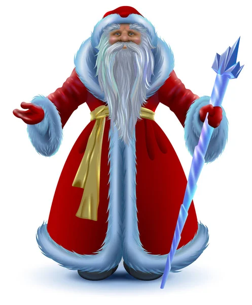 Русский Векторный Мультфильм Санта Клауса Изолирован Белом Рождественская Иллюстрация — стоковый вектор