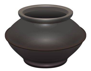 Siyah metal boş pot vektör illüstrasyon izole. 3D çizgi film