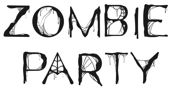 Zombie Party Toile Araignée Texte Pour Les Vacances Halloween Isolé — Image vectorielle