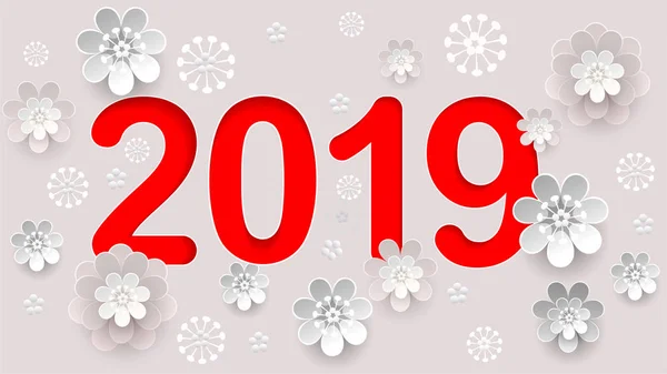 2019 New Year Number Text Chinese Calendar Vector Illustration — Stock Vector