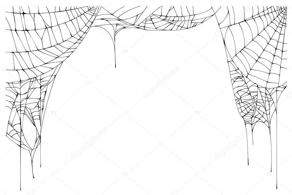 Spider web torn frame isolated on white background. Vector illustration