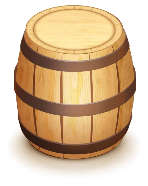 ワイン用オーク木樽は垂直方向に立っています 白いベクトル漫画イラストを分離 — ストックベクタ