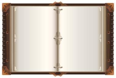 Vintage eski açık kitap mockup boş sayfaları ile yayıldı. Beyaz vektör illüstrasyon izole