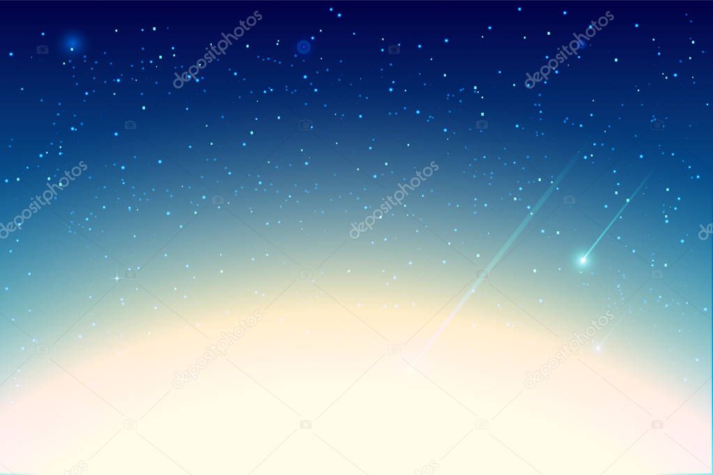 Starfall blue night sky with star vector background. Abstract illustration