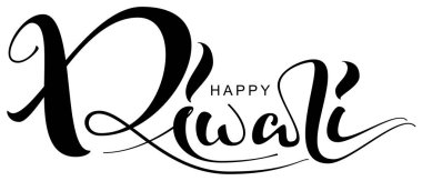 Tebrik kartı için mutlu Diwali süslü metin. Beyaz vektör illüstrasyon izole