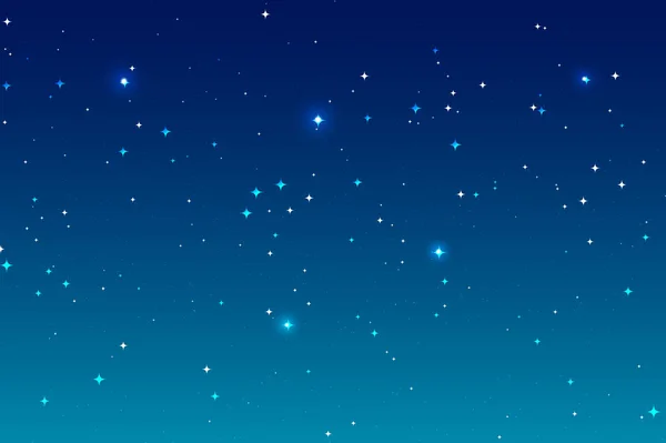 Cielo Noche Fondo Muchas Estrellas Paisaje Azul Del Espacio Profundo — Vector de stock