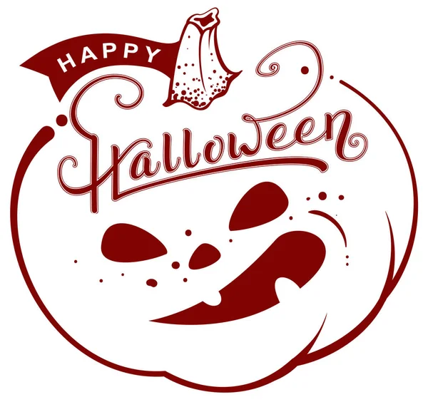 Feliz Halloween Texto Linterna Calabaza Tarjeta Felicitación Estilo Retro Aislado — Vector de stock