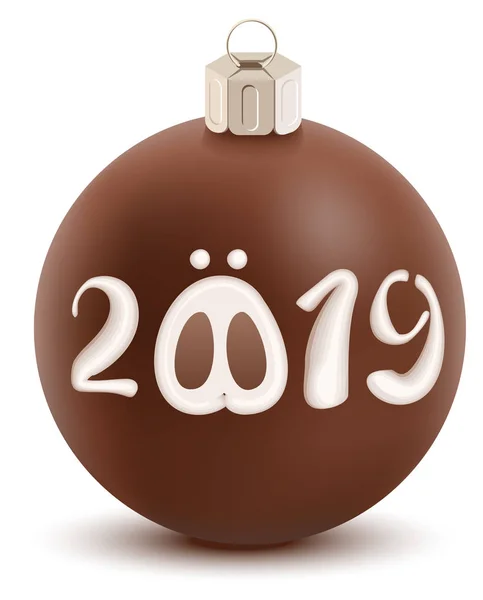 2019 Yıl Domuz Sembol Metin Sayı Çikolata Noel Top Vektör — Stok Vektör