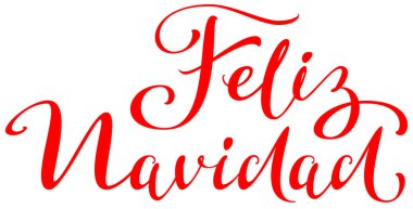 Feliz navidad İspanyolca çeviri metin. Neşeli Noel yazı tebrik kartı. Beyaz vektör illüstrasyon izole