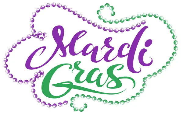 Mardi Gras Handwriting Text Greeting Card Festival Fat Tuesday Isolated — Stock Vector