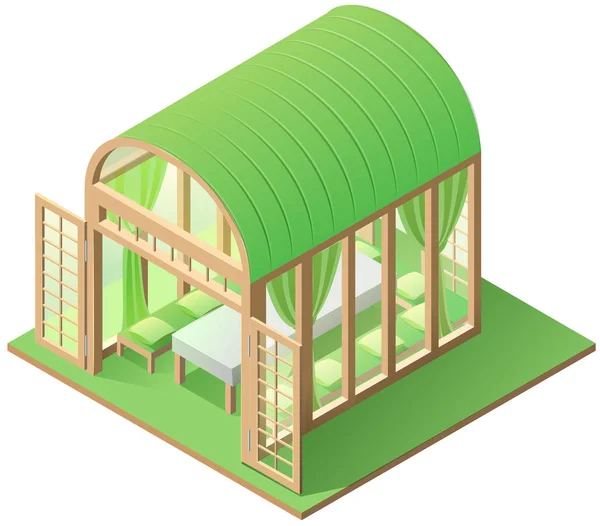 Verde Cenador Jardín Casa Ícono Isométrico Aislado Blanco Vector Ilustración — Vector de stock