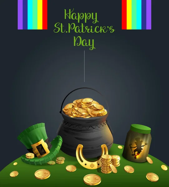 Affiche de la Saint Patrick accessoire et texte — Image vectorielle