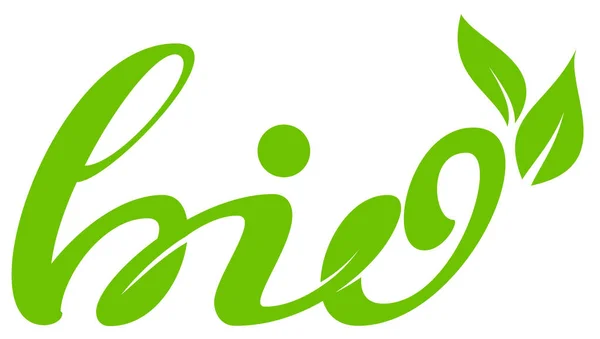 Bio text label green leaves health symbol — Stock Vector