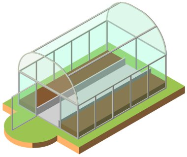 Açık sera izometrik simgesini 3B vektör çizim