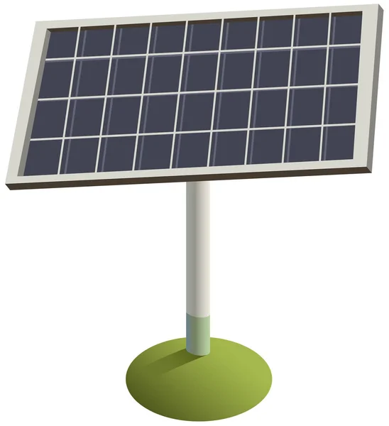 Solarmodul auf Gras. Ökostrom aus erneuerbaren Energien — Stockvektor
