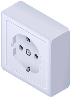 Power outlet duvar soketi euro standart izometrik simgesi