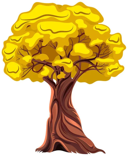 Árvore de outono dourada com folhas de outono amarelas isoladas em branco — Vetor de Stock
