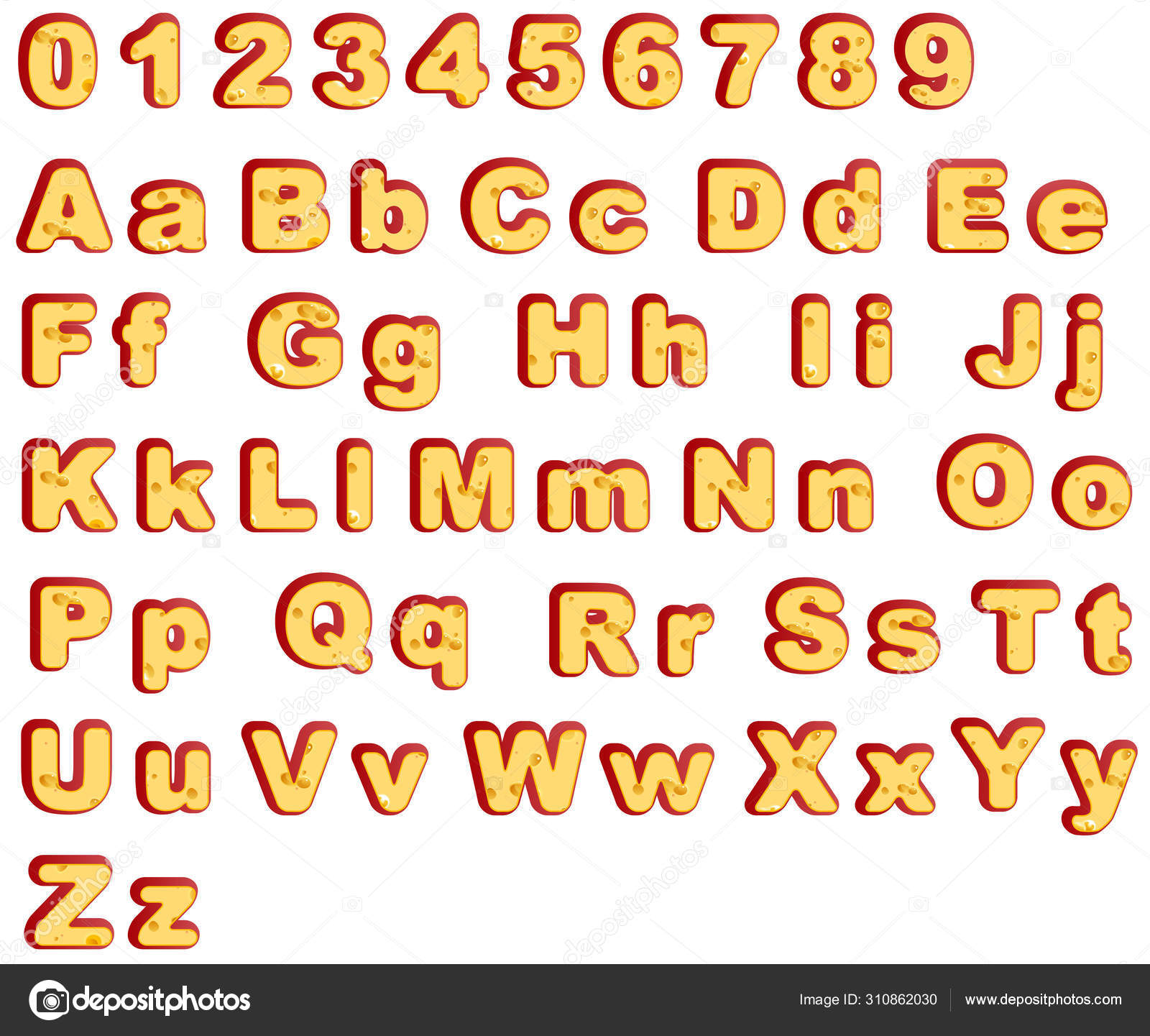 Сырный Шрифт Типа 2020 Год Символьный Векторный Мультфильм.