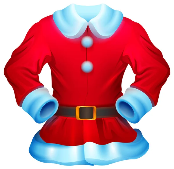 Costume de Noël santa claus rouge isolé sur illustration blanche. Manteau de fourrure Père Noël rouge — Image vectorielle