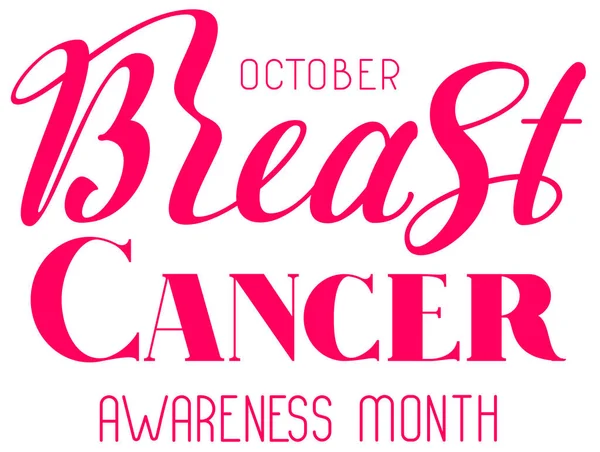 Octubre mes de concienciación sobre el cáncer de mama texto banner letras aisladas en blanco — Archivo Imágenes Vectoriales