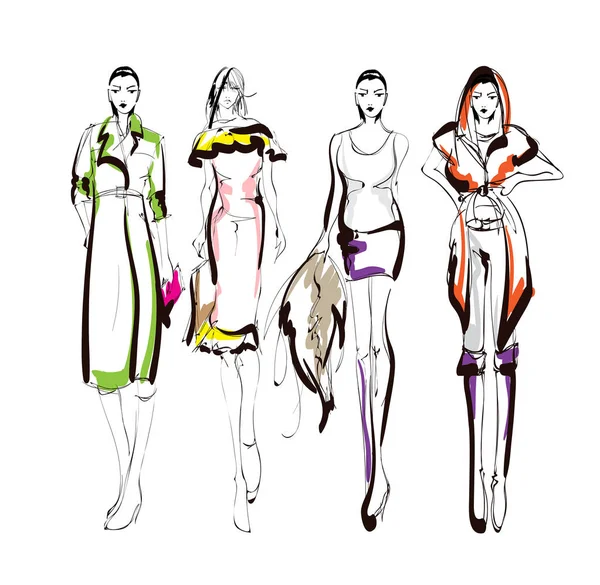 Sketches of models | Fashion models. Sketch — Stock Vector © dahabians ...
