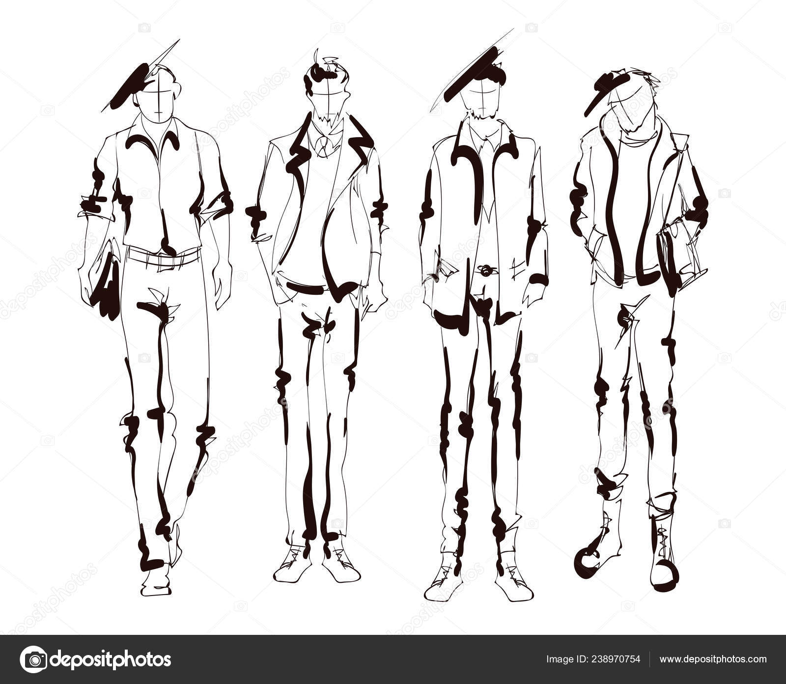 Stylish Handsome Man Fashion Clothes Fashion Man Hand Drawn Male Stock Vector C Ice Storm 238970754