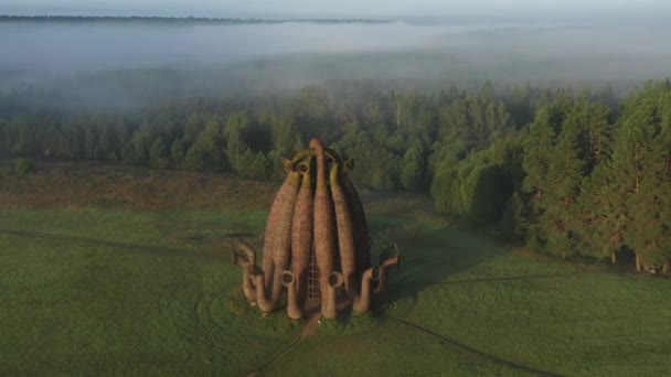 Ryssland Nikola Lenivets Augusti 2019 Träskulptur Bobur Konstparken Nikola Lenivets — Stockvideo